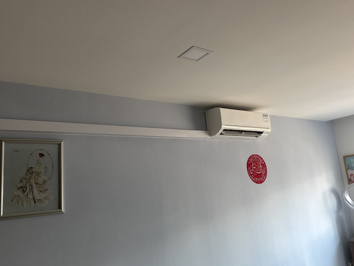 Finished installation with concealed trunking in a bedroom